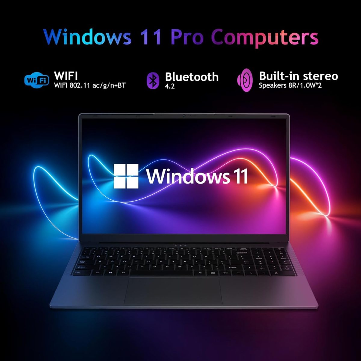 ⁦16 Inch Laptop Computer - AMD Ryzen 3 3250U Processor (2C/4T, up to 3.5GHz), 1920×1200 FHD IPS Display, 8GB RAM 512GB SSD, Fingerprint,Backlit Keyboard,1MP Webcam, Type-C, Laptops for Business Student⁩ - الصورة ⁦4⁩