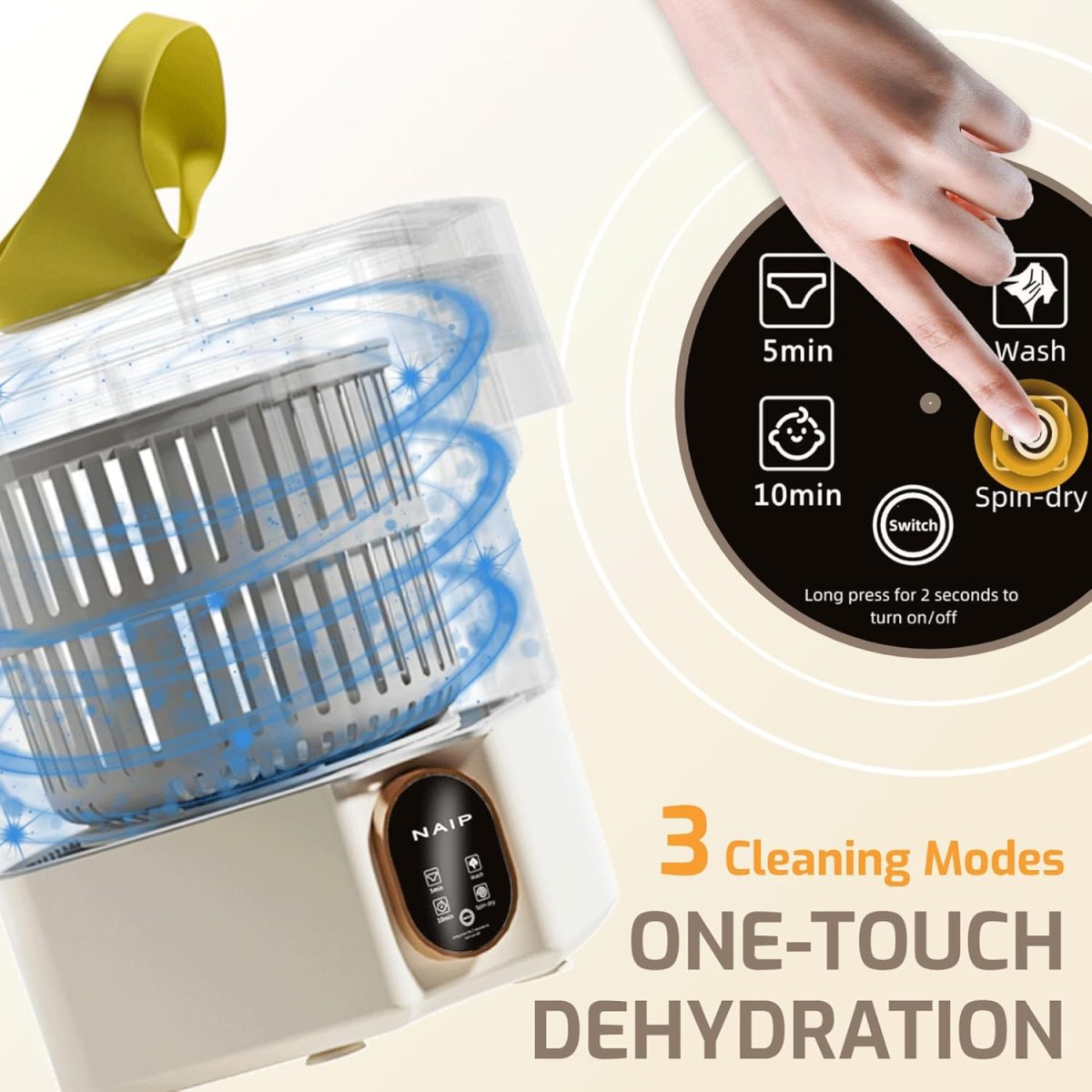 ⁦Portable Washing Machine,13L Mini Washer with Noise Cancellation and Drying Feature, Travel Foldable Washing Machine with Blue Light Sterilizer for Underwear, Socks, and Baby Clothes.⁩ - الصورة ⁦3⁩
