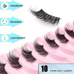 ⁦Bolivia's False Eyelashes, Fluffy Natural Look Cat Eye Lashes, Man-Made Fiber Fluffy Lashes Wispy, Portable Eye Lashes, 3D Soft False Lashes for Women’s Makeup Styling(10 Pairs)⁩ - الصورة ⁦4⁩