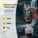 ⁦Portable Espresso Machine with USB Charging, 20Bar Electric Coffee Maker for Camping & Car Travel, Self-Heating NS/DG Capsule Compatible, IPX6 Waterproof, 7500mAh Battery (Black)⁩ - الصورة ⁦3⁩