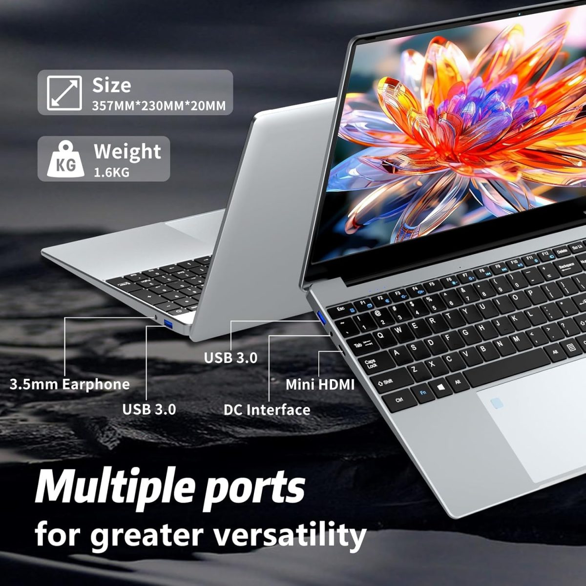 ⁦15.6 Inch Laptop, Laptops 24GB 1TB SSD, Laptop Computer N5095, Gaming Laptop, Traditional Laptop Computers 180 Angle Opening, Lap top Fingerprint Unlock Backlit Keyboard, 1920X1080 FHD IPS MINI-HDMI⁩ - الصورة ⁦5⁩