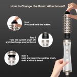 ⁦OKWRAP Rotating Hot Air Brush, Blow Dryer Brush Rotating with 2 Attachments for Drying, Smoothing, Shaping and Volume, Round Blow Dryer Brush, Rotating Warm Air Brush for Fine Hair Helps Dabe⁩ - الصورة ⁦3⁩
