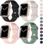 4 Pack Liquid Silicone Bands for Apple Watch Band 49mm 45mm 44mm 42mm 41mm 40mm 38mm,Soft Waterproof Strap for iWatch Series Ultra2/Ultra/9/8/7/6/5/4/3/2/1/SE Women Men
