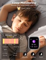 ⁦ZONEY Kids Smart Watch for Boys Girls, IP68 Waterproof Kids Fitness Activity Tracker Watch,Heart Rate Sleep Monitor,8 Sport Modes,Pedometers,Calories Counter,Alarm Clock,Kids Gifts (Black)⁩ - الصورة ⁦5⁩