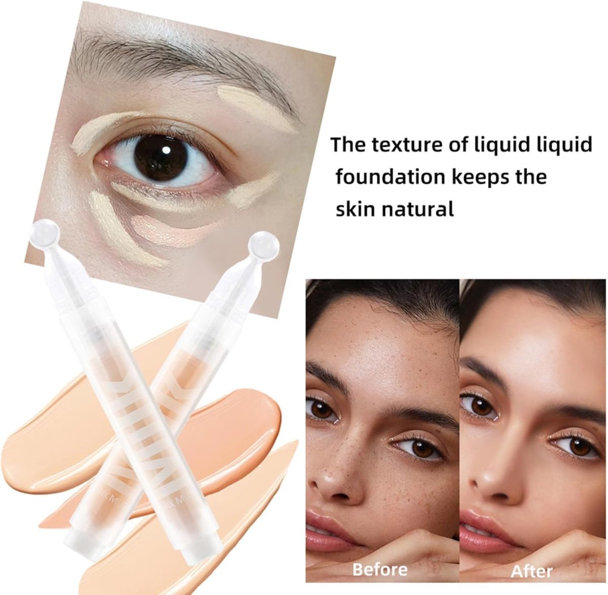 ⁦NALACAL Correcting Concealer Stick, 2Pcs Multi-Use Concealer Liquid for Dark Circles, Spots & Redness, Longwearing Full Coverage Blemish Concealer Face Makeup, Lightweight, Non-Greasy, Natural Finish⁩ - الصورة ⁦4⁩