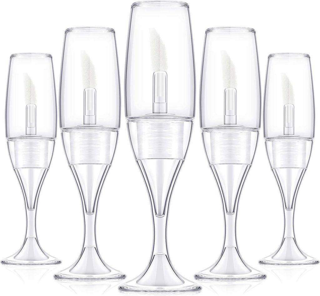 20 Pieces 8 ml/ 0.27 oz Lip Gloss Tubes Mini Clear Wineglass Shaped Empty Lip Gloss Tube Clear Lip Balm Containers Mini Refillable Bottles Lip Glaze Container with 2 Pieces Funnels for Women Girls