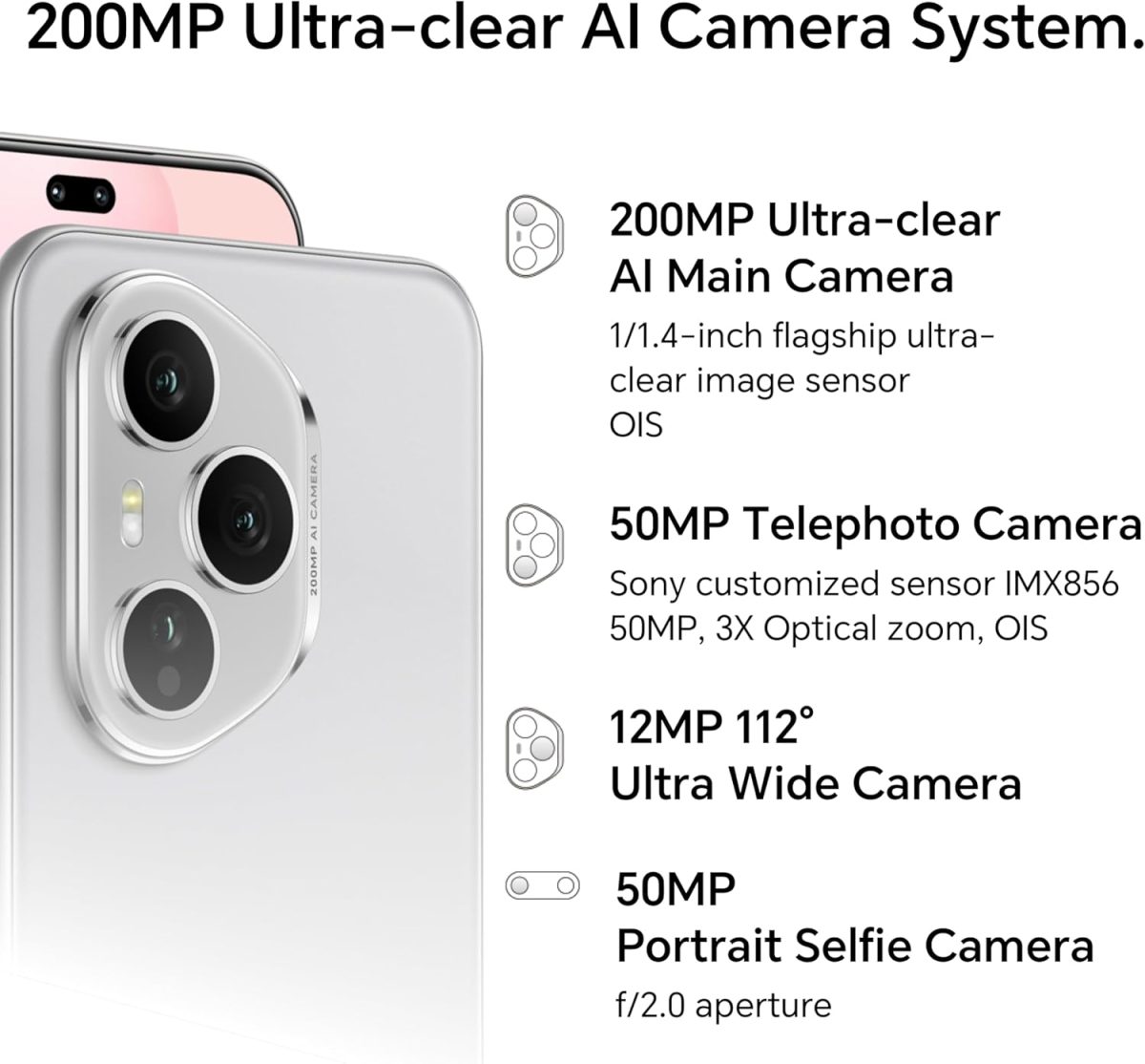 ⁦Honor 400 Pro DUAL-SIM 512GB ROM + 12GB RAM (GSM Only | No CDMA) Factory Unlocked 5G Smartphone (Lunar Grey) - International Version⁩ - الصورة ⁦5⁩