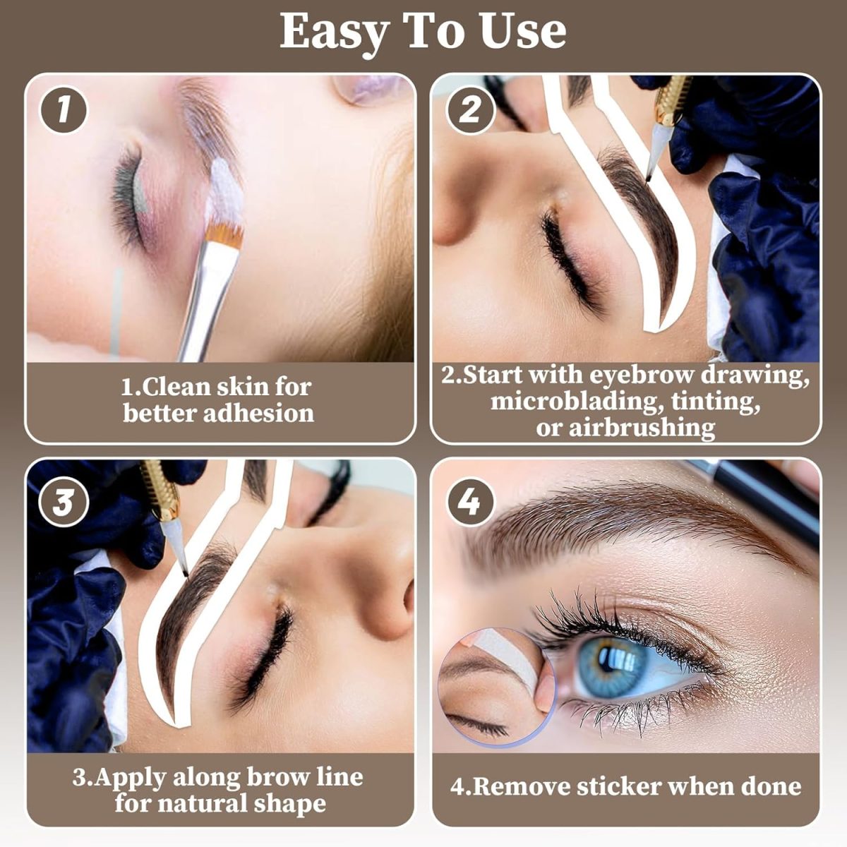 ⁦24Pairs Eyebrow Stencil Stickers Disposable, Adhesive Eye Brow Stencils for Women, Airbrush Eyebrow Stencils, Mapping Guides Brow Template for Tinting Makeup, 3Shapes Eyebrow Tape Stripsf⁩ - الصورة ⁦6⁩