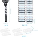 ⁦KOWVOWZ Razor Blades Men, 20pcs Razor Blade Refills with Precision Trimmer, 3 Layer Mens Razor Manual Shaver Blade, Professional Barber Beard Razor Blades⁩ - الصورة ⁦2⁩