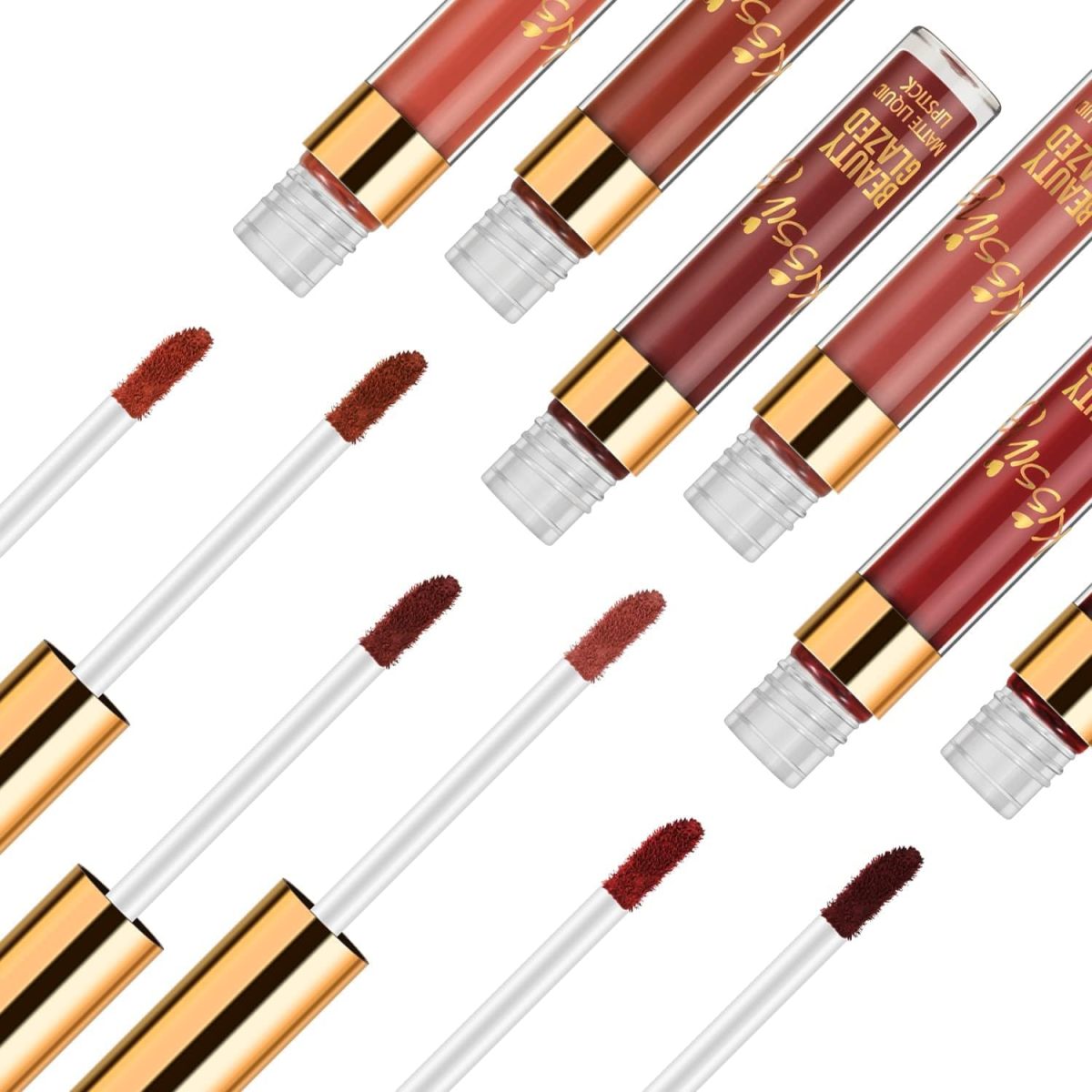 ⁦Excefore Matte Liquid Lipstick Set, 6PCS Excellent Long Lasting & Waterproof Sweatproof Summer Proof Lip Gloss, Beauty Cosmetics Makeup Set, Lightweight Professional Moisturizing Makeup Lips Gift Kit⁩ - الصورة ⁦3⁩