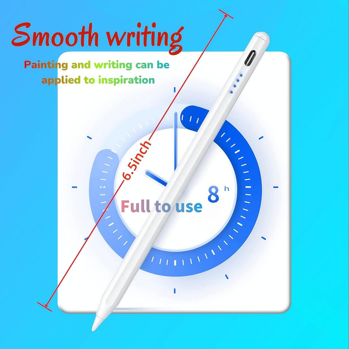 ⁦Digital Stylus Pen for iPad, Apple Compatible, Fast Charging, White⁩ - الصورة ⁦3⁩