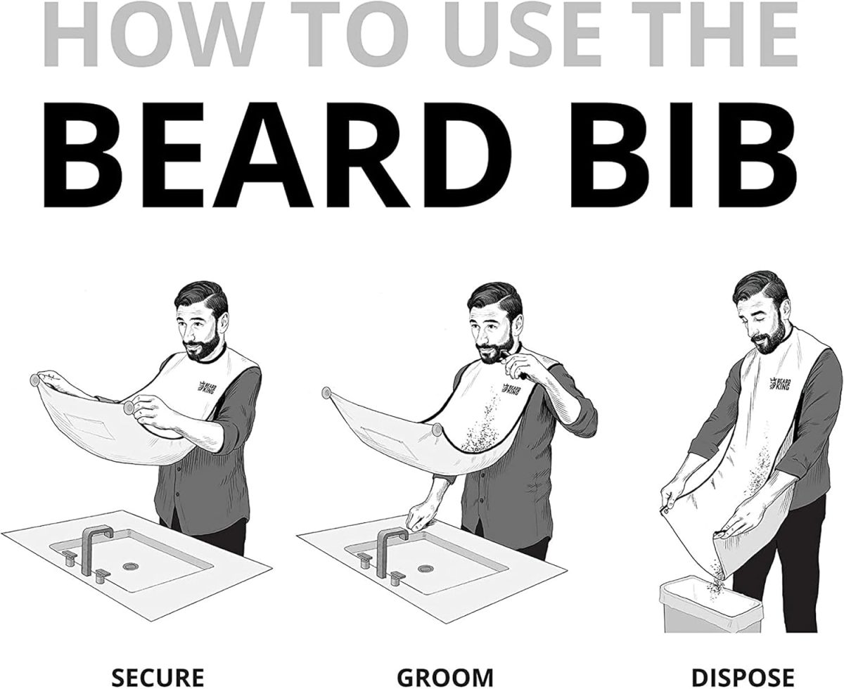 ⁦Beard King Beard Bib Hair Catcher - Mens Apron for Shaving, Shaping, Trimming, Grooming⁩ - الصورة ⁦3⁩