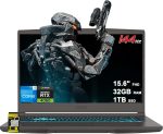 MSI Thin 15 Gaming Laptop 15.6" FHD IPS 144Hz Intel Octa-core i5-13420H (Beats i7-12650H) 32GB RAM 1TB SSD GeForce RTX 4060 Backlit USB-C Win11 w/ICP Hub