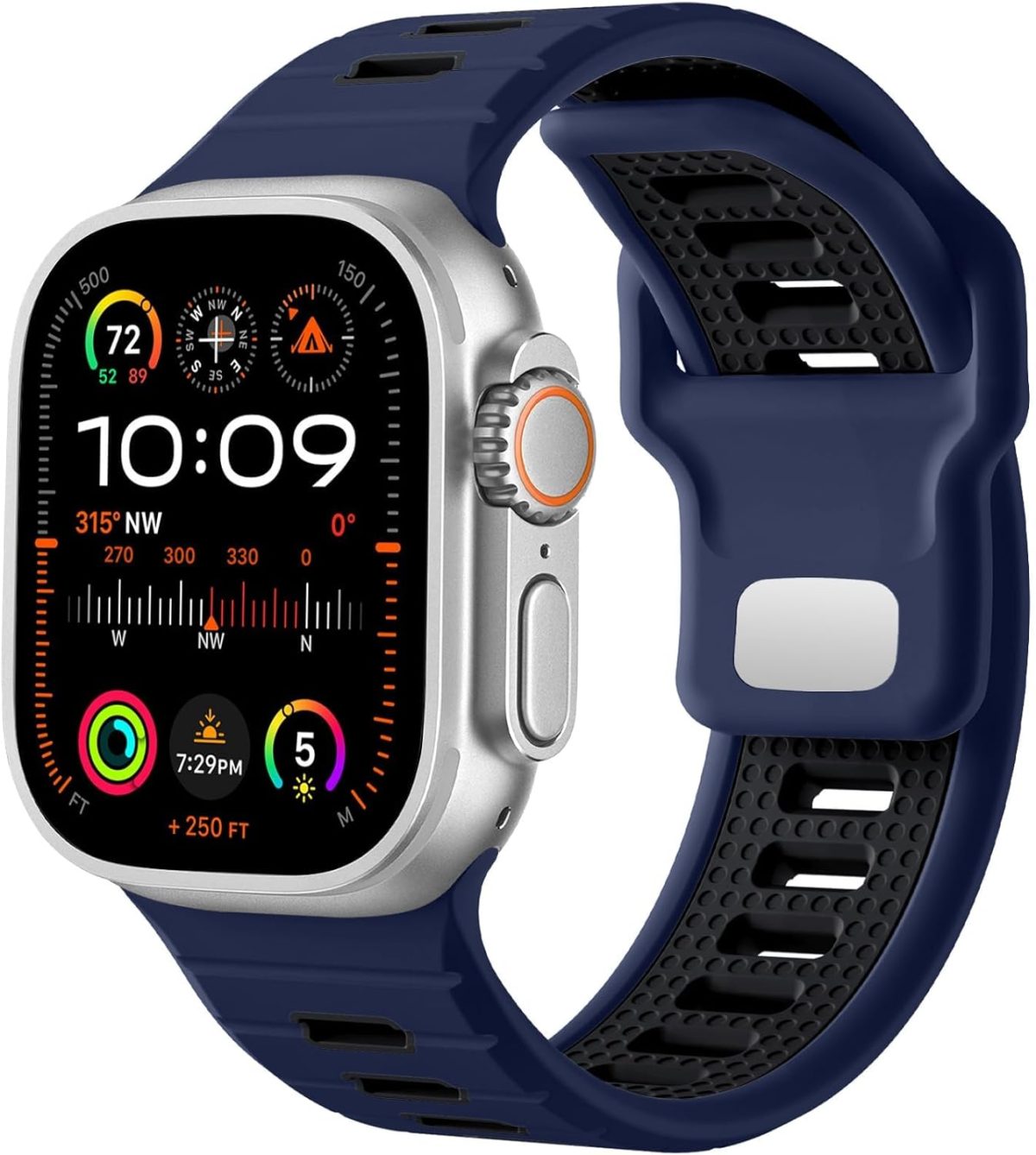 Upeak Sport Strap Compatible with Apple Watch Ultra 2 Band/Ultra 49mm 45mm 44mm 42mm Men, 26mm Adjustable Silicone Loop Replacement Strap for Apple Watch Band/iWatch Series 9 8 7 6 5 4 3 2 1 SE