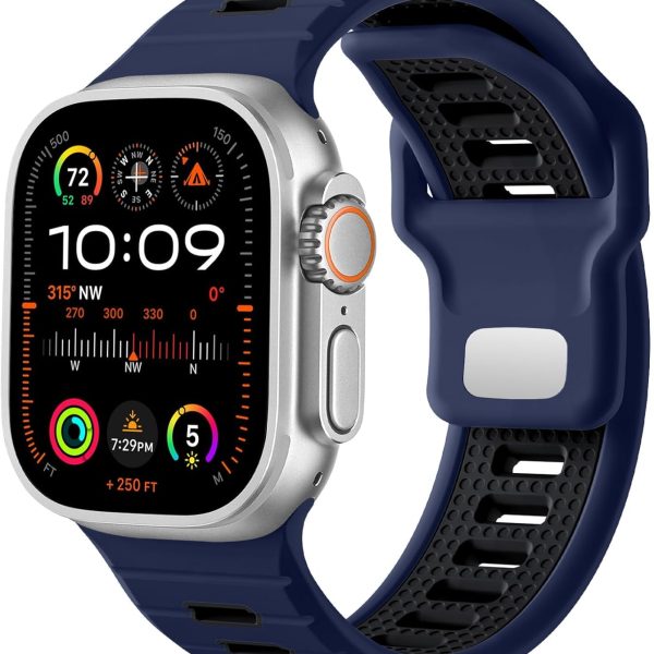 Upeak Sport Strap Compatible with Apple Watch Ultra 2 Band/Ultra 49mm 45mm 44mm 42mm Men, 26mm Adjustable Silicone Loop Replacement Strap for Apple Watch Band/iWatch Series 9 8 7 6 5 4 3 2 1 SE