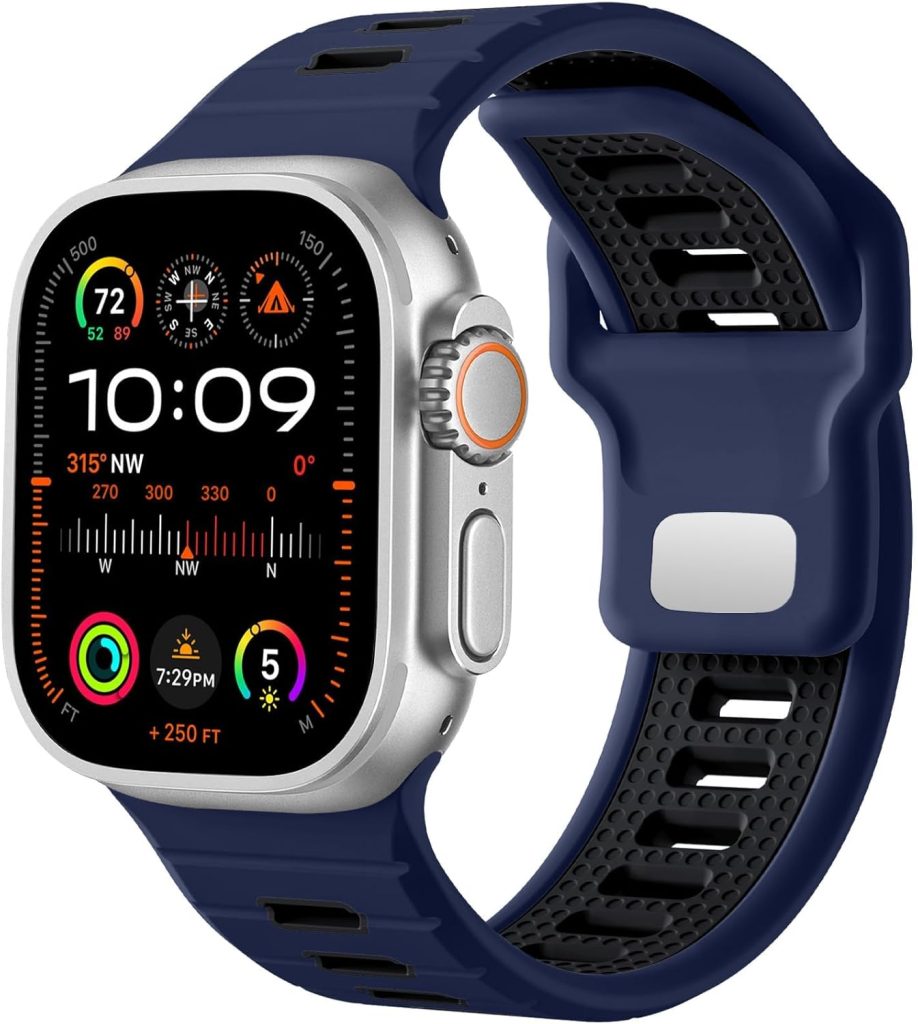 Upeak Sport Strap Compatible with Apple Watch Ultra 2 Band/Ultra 49mm 45mm 44mm 42mm Men, 26mm Adjustable Silicone Loop Replacement Strap for Apple Watch Band/iWatch Series 9 8 7 6 5 4 3 2 1 SE