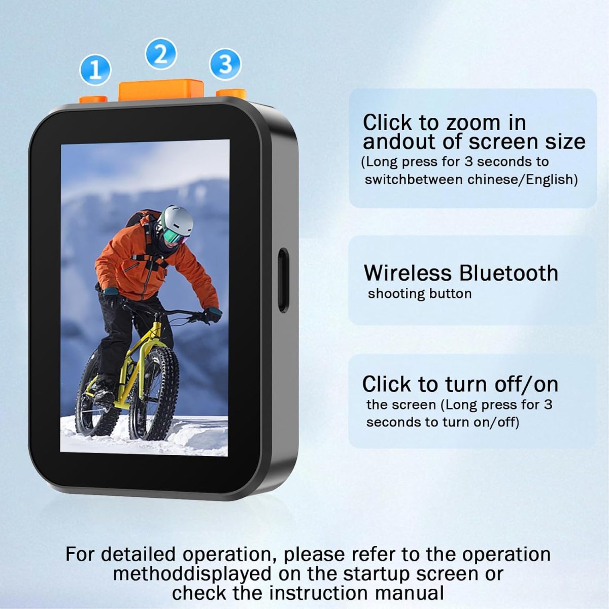 ⁦Otufan Selfie Monitor Screen for iPhone, with Speaker, Wireless Recording, Using Phone Rear Camera for Selfie Vlog, Live Streaming, TikTok, Screen Sharing, 2in (No Clip Black)⁩ - الصورة ⁦8⁩