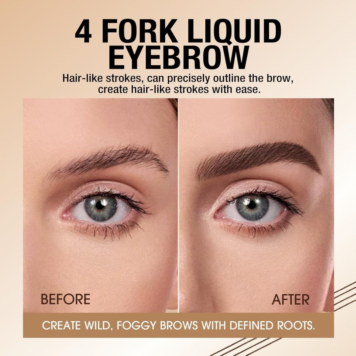⁦Excefore Brown Eyebrow Pen, 2 Pcs Brown Eyebrow Pencil With 4 Micro-Fork Tipm,Natural Stereoscopic Long-Lasting, Waterproof, Non-Fadin, Creates Natural Looking Brows Effortlessly, for All Brow Shapes⁩ - الصورة ⁦7⁩