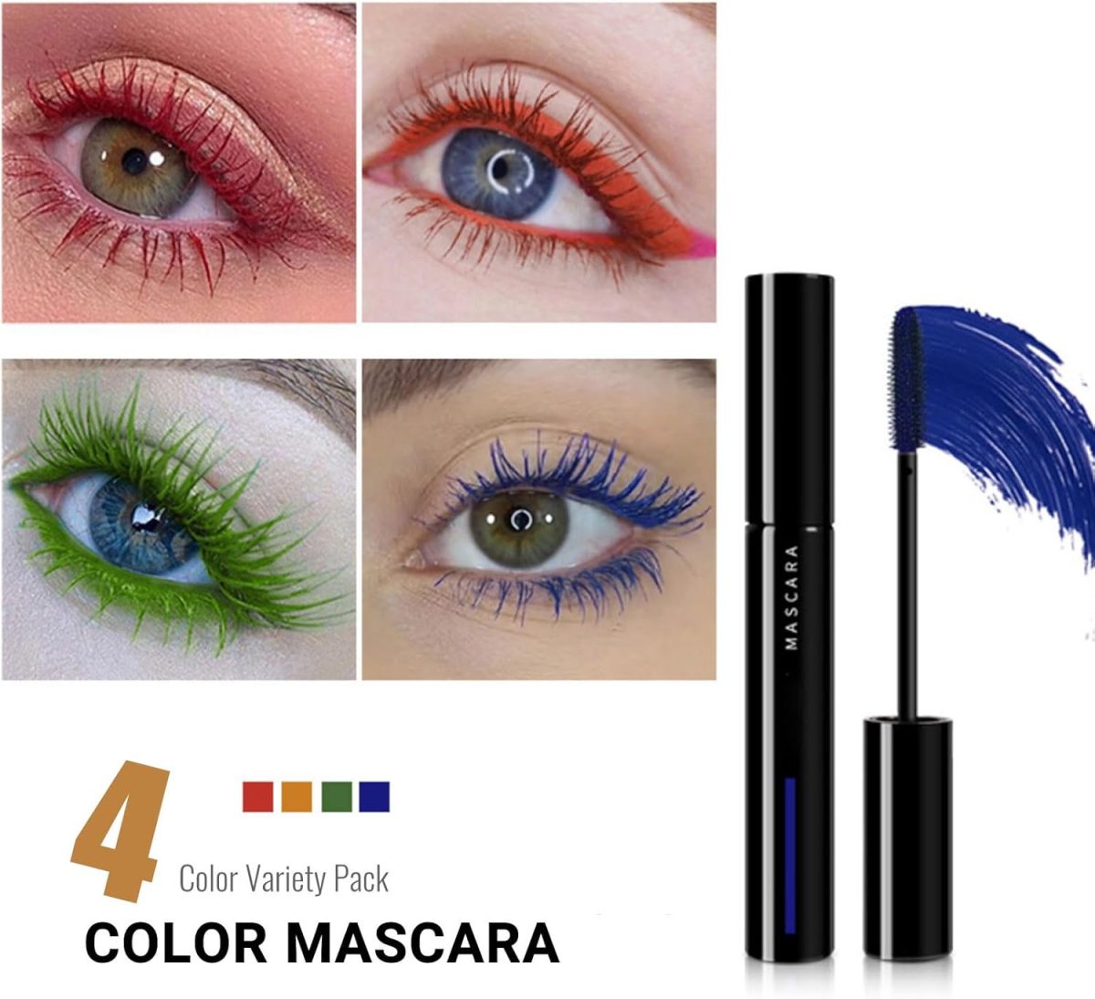 ⁦BeauFairy Mascara, 4 Colors, 3D Color Nature Mascara, Length Waterproof Definitiating, Volumizing False Lash Effect, Telescopic High Precision⁩ - الصورة ⁦6⁩