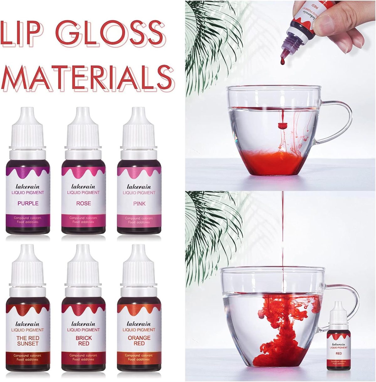 ⁦BONNIE CHOICE 12 Colors Liquid Lip Gloss Pigment Set, DIY Lipstick Liquid Pigment Set for Making Lip Gloss, DIY Lip Gloss Pigment Cosmetic Dye, Edible Coloring Pure Plant Pigment for Lip Gloss Base⁩ - الصورة ⁦5⁩