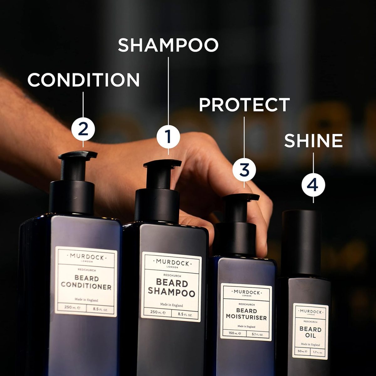 ⁦Murdock London Beard Shampoo with Natural Oils - Sulphate Free Shampoo Protects and Soothes Skin & Hair - 8.5 oz⁩ - الصورة ⁦3⁩