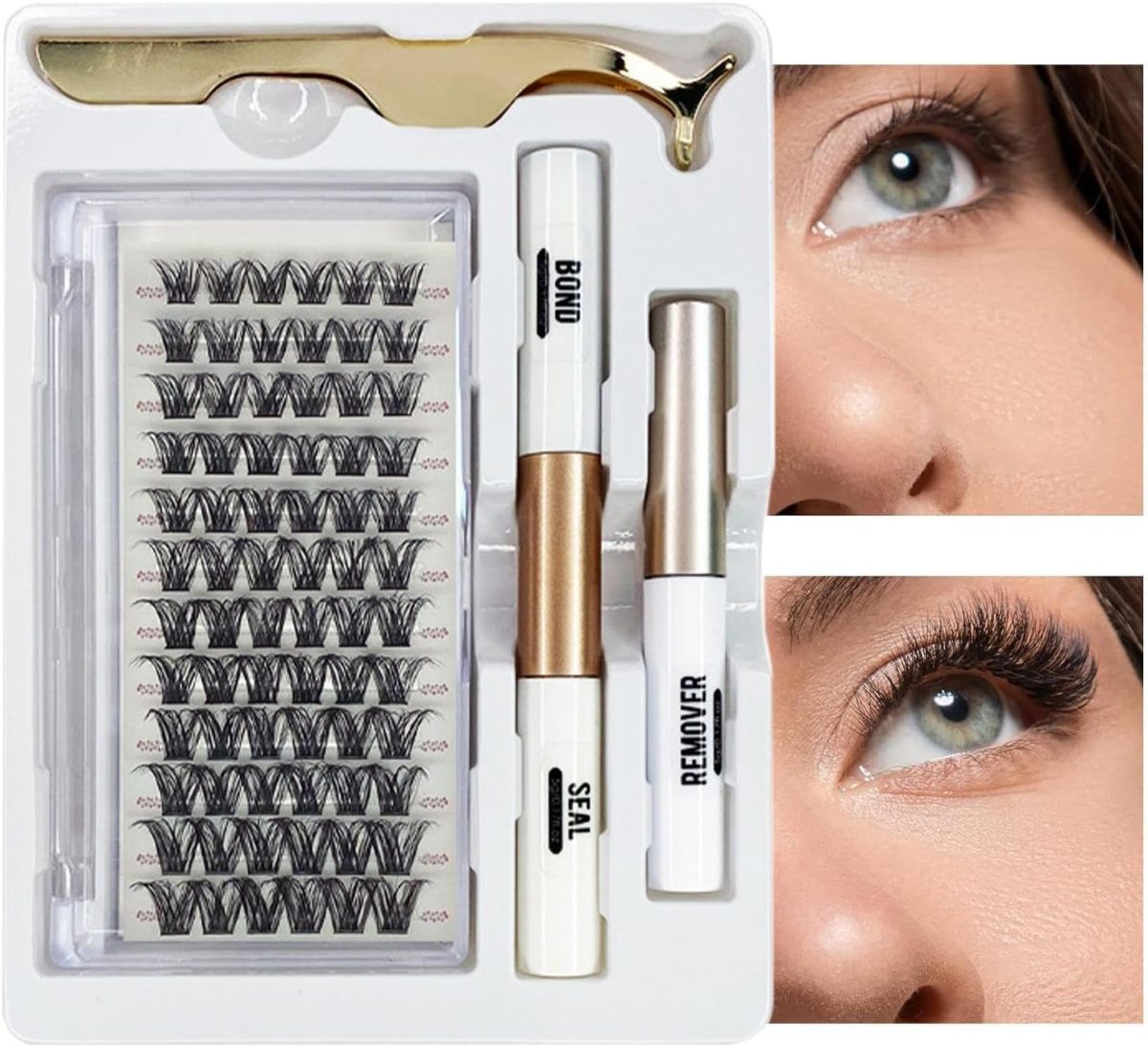 ⁦Eyelash Extensions, Mixed Lash Clusters Kit, 72 Piece Cluster Eyelash Kit, Individual Lashes with Eyelash Glue Remover and Tweezers, Mixed Lash Clusters(1)⁩ - الصورة ⁦2⁩