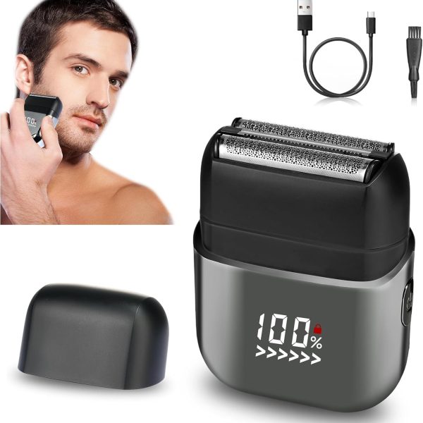 [Upgrade] Electric Foil Shavers for Men, Mini Electric Razor, Compact Face Shaver, IPX7 Waterproof Wet Dry Cordless Razor, LED Display, USB-C Fast Rechargeable