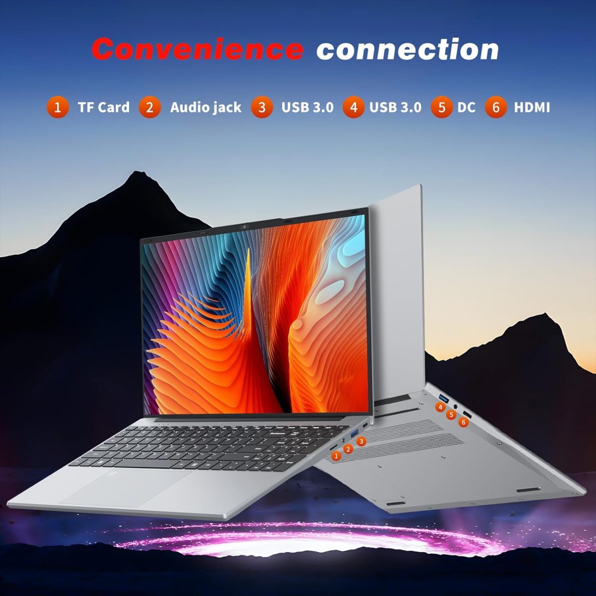 ⁦15.6 Inch Laptop, Laptops 16GB 512GB SSD, Laptop Computer N5095, Gaming Laptop, Traditional Laptop Computers 180 Angle Opening, Lap top Fingerprint Unlock Backlit Keyboard, 1920X1080 FHD IPS MINI-HDMI⁩ - الصورة ⁦5⁩