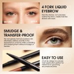⁦Excefore Brown Eyebrow Pen, 2 Pcs Brown Eyebrow Pencil With 4 Micro-Fork Tipm,Natural Stereoscopic Long-Lasting, Waterproof, Non-Fadin, Creates Natural Looking Brows Effortlessly, for All Brow Shapes⁩ - الصورة ⁦4⁩