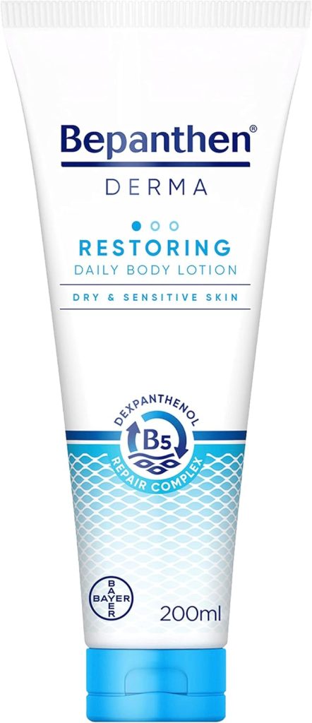 Bepanthen DERMA Restoring Daily Body Lotion - Moisturising Cream For Sensitive & Dry Skin - Dermatologically Tested - Dexpanthenol - Fragrance, Preservative & Colorant Free - For All Ages, 200ml