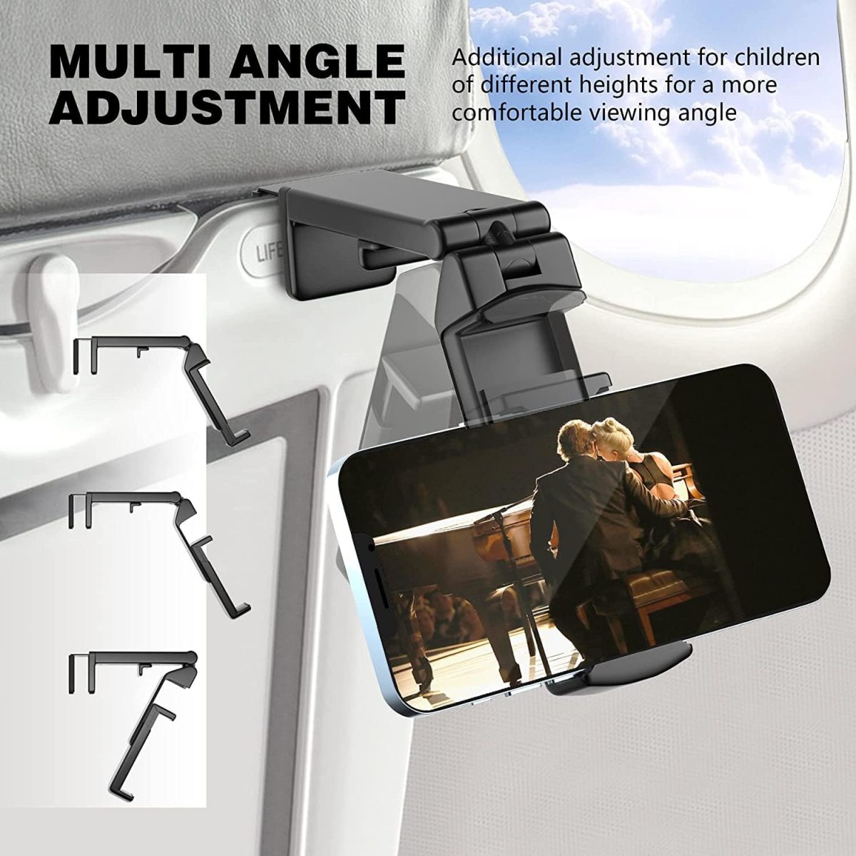 ⁦Universal Airplane Phone Stand Holder, Maproti Travel Essentials Phone Mount for Desk with 360 Degree Rotation, Handsfree Travel Must Haves Phone Clip, Flexible Accessories for Flying⁩ - الصورة ⁦3⁩