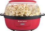 West Bend Stir Crazy Hot Oil Popper, Popcorn Maker with Large Serving Lid and Stirring Rod, 6 Quart, Red