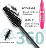 ⁦4D Silk Fiber Black Mascara - 3PCS Different Brush Heads for Volume and Length - Waterproof Extra Long Thick & Voluminous Lash - Not Blooming Curling Natural Eye Makeup 10ML⁩ - الصورة ⁦7⁩
