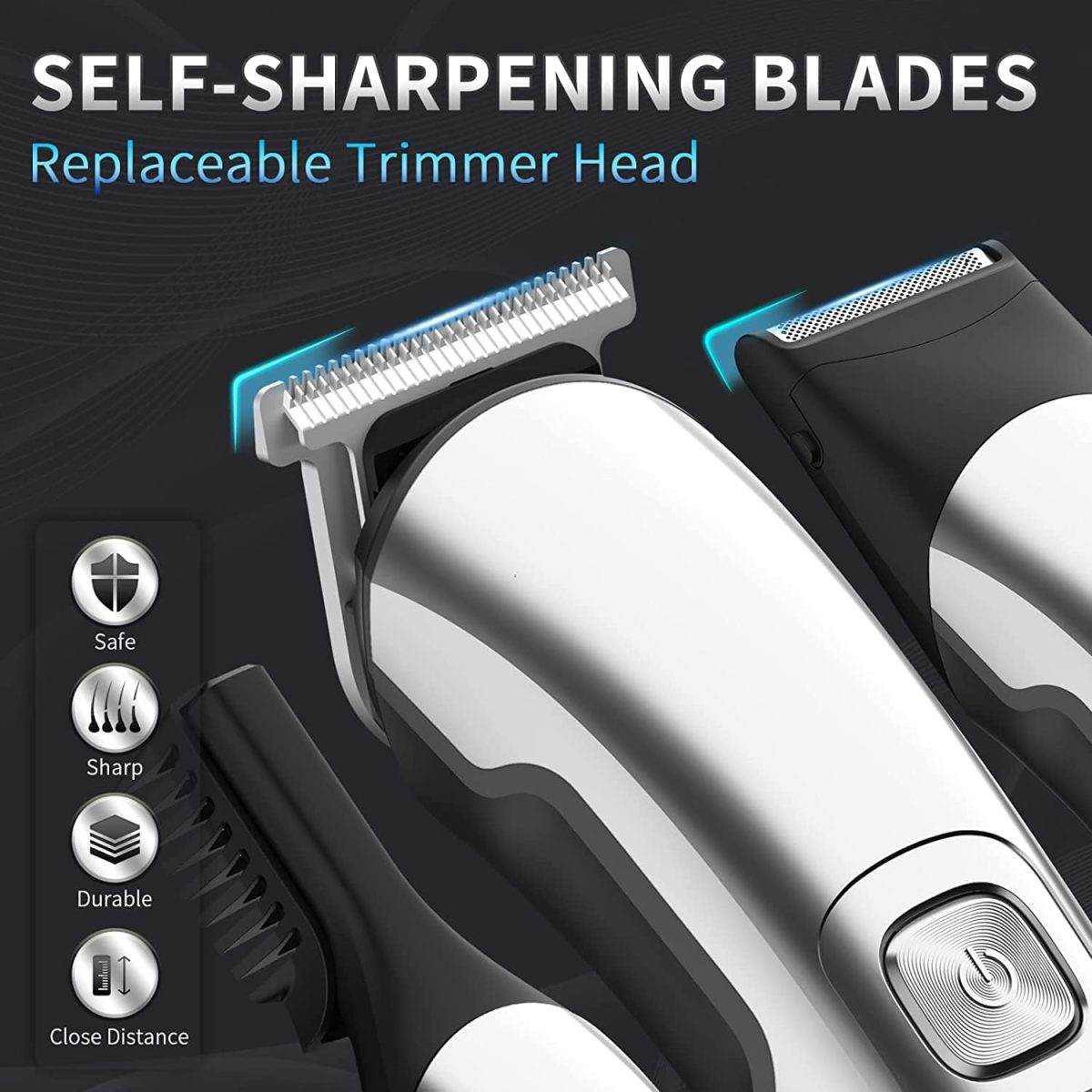 ⁦AMERTEER Hair Trimmer for Men, Beard trimmer, 6 in 1 Cordless Rechargeable Hair Clipper & Electric Mustache Trimmer, Waterproof Professional Grooming Kit for Beard Head Face and Body⁩ - الصورة ⁦7⁩