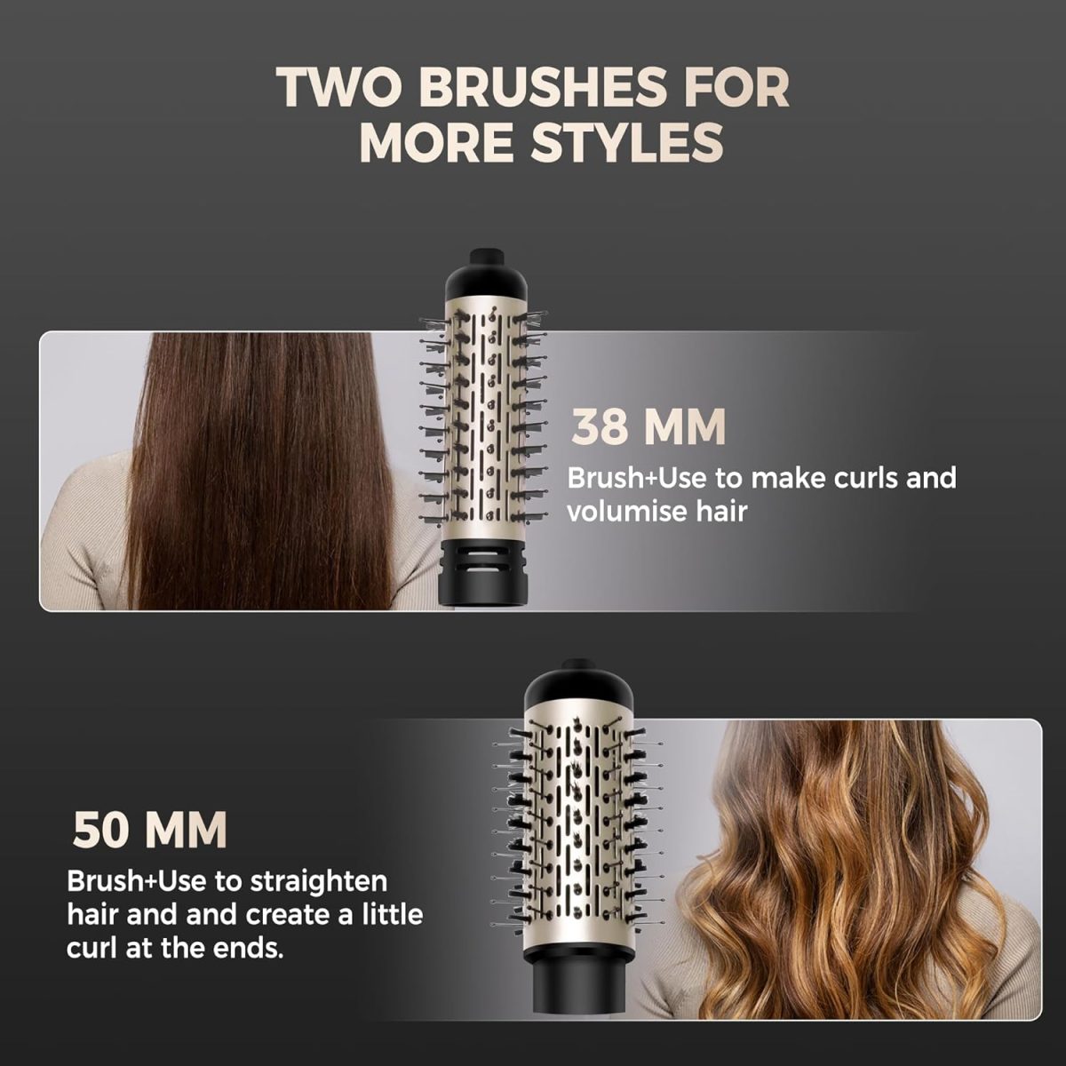 ⁦OKWRAP Rotating Hot Air Brush, Blow Dryer Brush Rotating with 2 Attachments for Drying, Smoothing, Shaping and Volume, Round Blow Dryer Brush, Rotating Warm Air Brush for Fine Hair Helps Dabe⁩ - الصورة ⁦4⁩