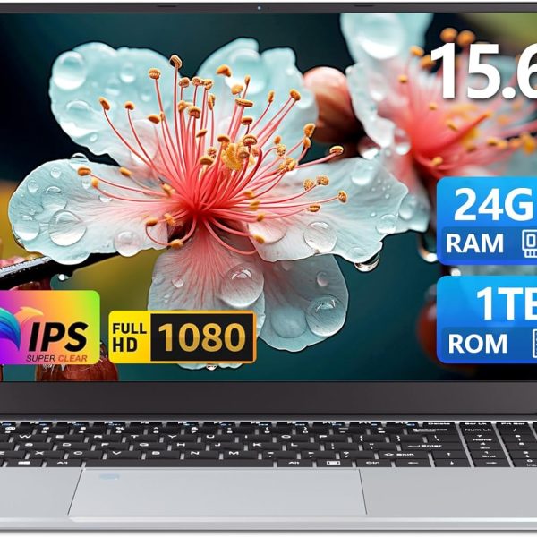 15.6 Inch Laptop, Laptops 24GB 1TB SSD, Laptop Computer N5095, Gaming Laptop, Traditional Laptop Computers 180 Angle Opening, Lap top Fingerprint Unlock Backlit Keyboard, 1920X1080 FHD IPS MINI-HDMI