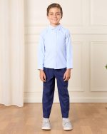 ⁦REDTAG Boys Blue Long Sleeve Oxford Shirt⁩ - الصورة ⁦2⁩