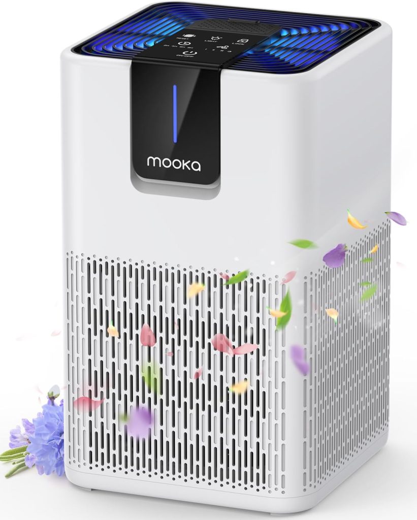 MOOKA Air Purifiers for Home, Large Room Covers, 1250 Sq.Ft, H13 HEPA Filter Air Purifier for Pets, Dust, Pollen, Dander Odor Smoke