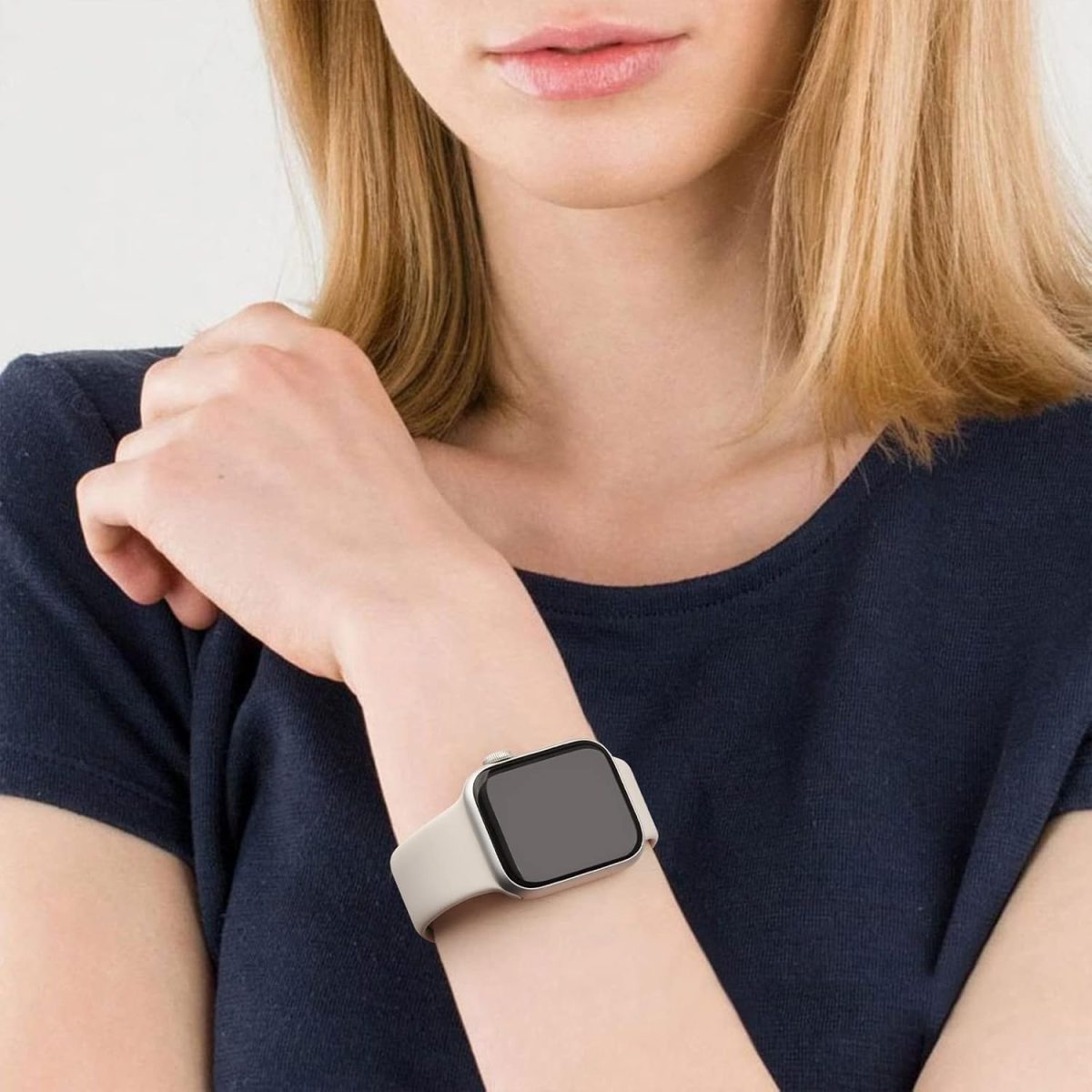 ⁦4 Pack Liquid Silicone Bands for Apple Watch Band 49mm 45mm 44mm 42mm 41mm 40mm 38mm,Soft Waterproof Strap for iWatch Series Ultra2/Ultra/9/8/7/6/5/4/3/2/1/SE Women Men⁩ - الصورة ⁦7⁩