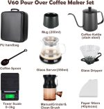 ⁦Winsoyya Coffee Maker Set, V60 Pour Over Drip Coffee Set, Outdoor Coffee Makers, Glass Pour Over Coffee maker, Manual Coffee Grinder Set-All in 1 Gift Bag, Travel Portable Pour Over Coffee Kit⁩ - الصورة ⁦4⁩