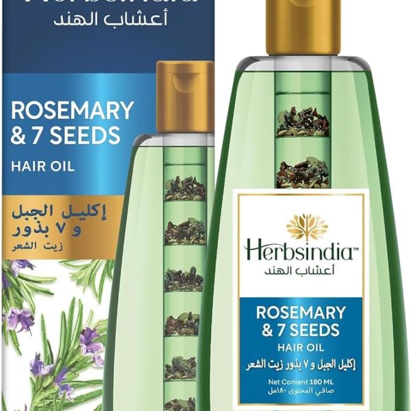 Herbsindia Rosemary & 7 Herbal Seeds Hair Oil With Nourish Tube | For Longer & Shinier Hair| Silicone & Paraben Free | All Hair Types| 280ml