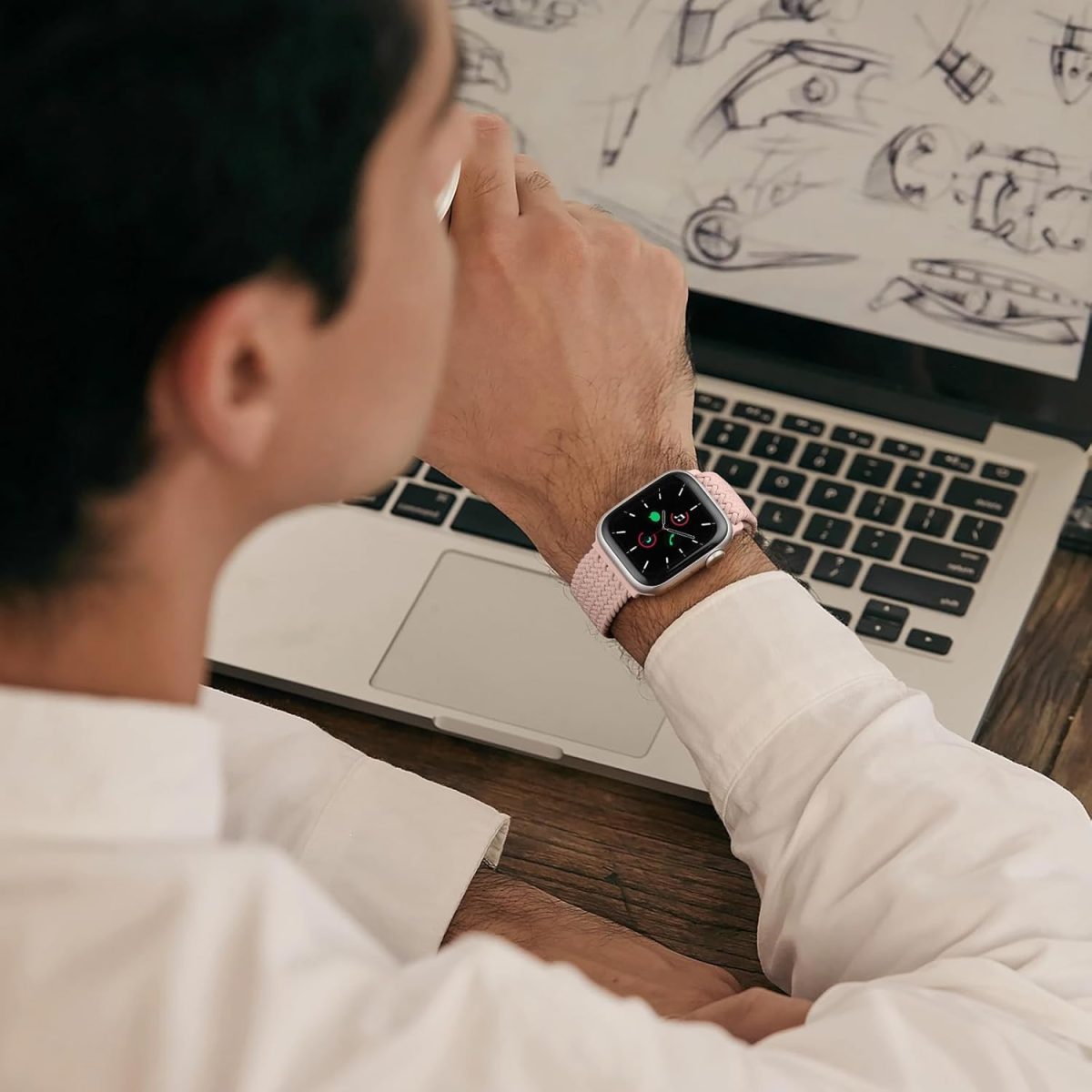 ⁦Upeak Braided Loop Compatible with Apple Watch Strap 49mm 45mm 44mm 42mm 41mm 40mm 38mm, Nylon Elastic Sport Replacement Band Compatible with Apple Watch Ultra 2 Series 9 8 7 6 5 4 3 2 1 SE Strap⁩ - الصورة ⁦7⁩