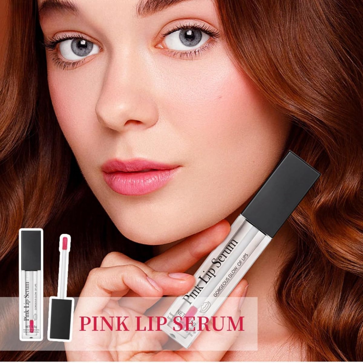 ⁦2Pcs Pink Lip Serum Plumper,Pink Lip Serum Booster,Pink Lip Serum Plump Gorgeous Glow of Lips,Color Changing Lip Gloss,Tinted Lip Balm,Nourishing Repair Lip Oil,Moisturizing Repair Lip Gloss⁩ - الصورة ⁦9⁩