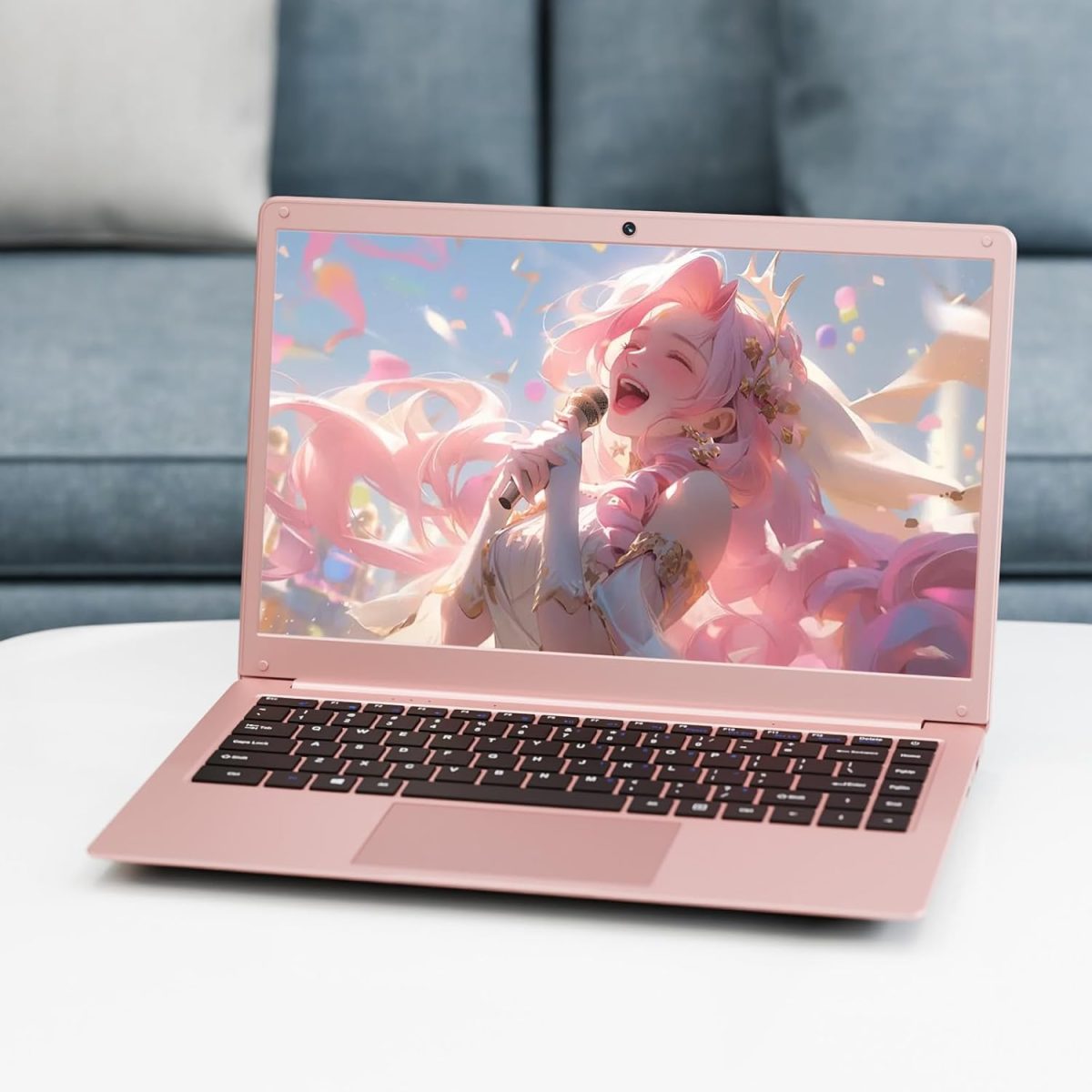 ⁦PONKLOIE Laptop Computer, 14" Windows Laptops 8GB RAM DDR4 128GB SSD Storage, Pink Laptop Celeron N4000 Processors, HD Screen Display Windows 11 for School Students Business (Pink-14“-Z141)⁩ - الصورة ⁦7⁩