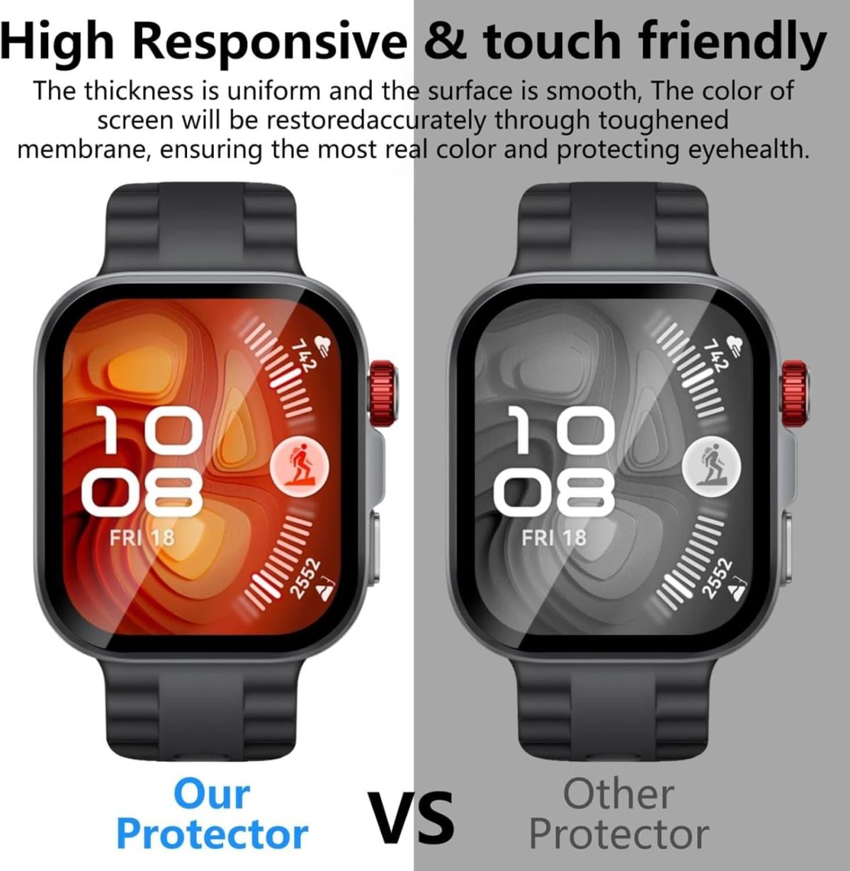 ⁦Vurtboly 2Pack Screen Protector Compatible with Huawei Watch Fit 4/4 Pro 2025 with Alignment Frame, 3D Full Coverage Composite material Waterproof Anti-Scratch for Huawei Watch Fit 4/4 Pro (Fit 4 Pro)⁩ - الصورة ⁦6⁩