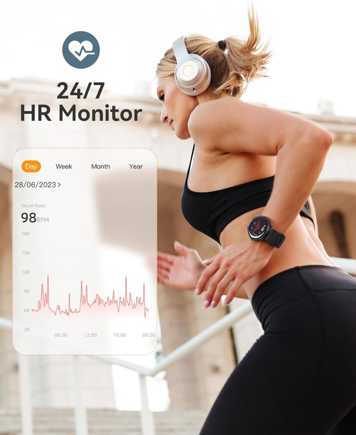 ⁦AGPTEK Smartwatch, 1.3 Inch Round Smart Watches for Men, Exercise and Sleep Tracking, IP68 Waterproof⁩ - الصورة ⁦5⁩