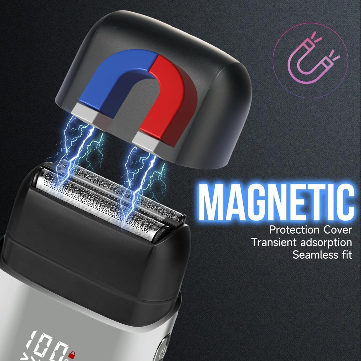 ⁦[Upgrade] Electric Foil Shavers for Men, Mini Electric Razor, Compact Face Shaver, IPX7 Waterproof Wet Dry Cordless Razor, LED Display, USB-C Fast Rechargeable⁩ - الصورة ⁦8⁩