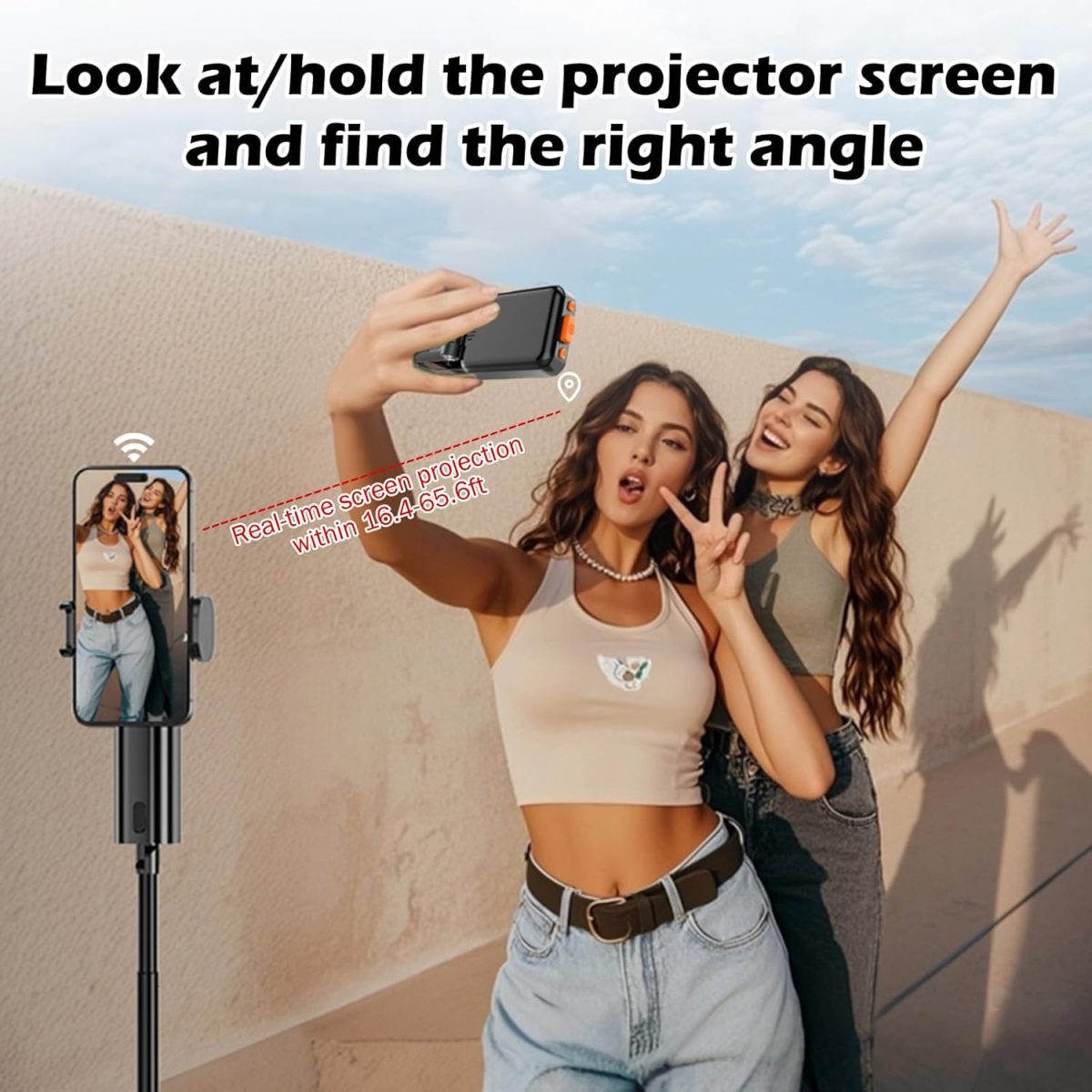 ⁦Otufan Selfie Monitor Screen for iPhone, with Speaker, Wireless Recording, Using Phone Rear Camera for Selfie Vlog, Live Streaming, TikTok, Screen Sharing, 2in (No Clip Black)⁩ - الصورة ⁦3⁩