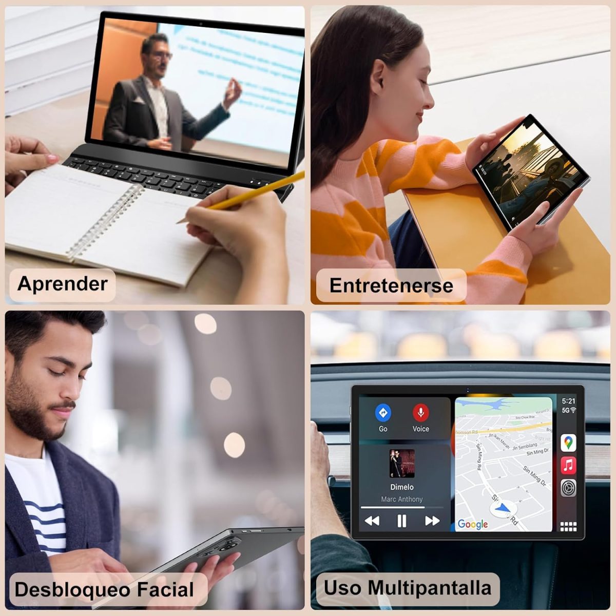 ⁦2025 Newest Android Tablet 14 Touch Tablet, 22(6+16)GB RAM+128GB ROM/TF 2TB, 8-Cores, 8000mAh, GPS, Face ID, Widevine L1, BT5.0, 8MP+5MP, WLAN 6, Parental Control, Tablet with Mouse-Grey⁩ - الصورة ⁦7⁩