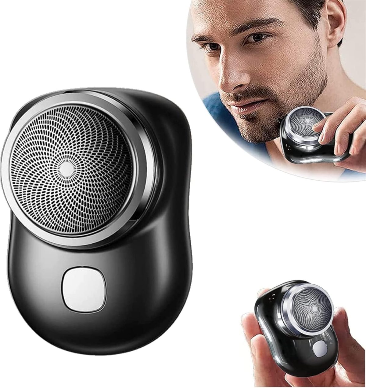 Bolivia's Mini Shaver, Portable Electric Shaver, Pocket Size Electric Razor, Wet and Dry Mens Shaver Head is Washable, USB Rechargeable Shaver One Button Use Suitable for Home, Car Travel (Black)